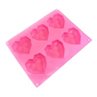 Molde Diamond Hearts de silicone de 22 x 17 cm - Happy Sprinkles