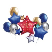 Feliz Aniversário Star Bouquet - 9 pcs.