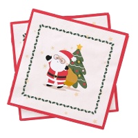 Guardanapos de Papai Noel vermelhos e brancos de 16,5 x 16,5 cm - 20 unidades