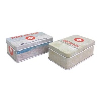 Caixa metálica 11,5 x 6,5 x 4 cm para kit de primeiros socorros sortido