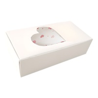 Caixa de biscoitos retangular reversível com corações 18 x 9 cm - 1 unid.