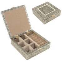 Caixa para jóias com compartimentos e caixa para anéis de champanhe
