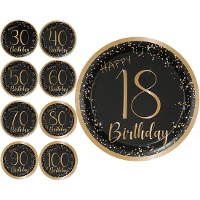 Pratos Elegant Gold com números de 23 cm - 8 unidades