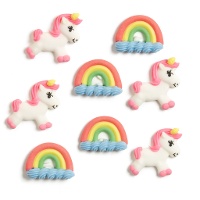 Figuras de açúcar de Unicórnios felizes - 8 unidades