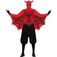 Fato de Diabo tatuado com asas para homem