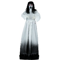 Mulher alta zombie com luz, som e movimento de 1,80 m