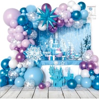 Kit de balões princesa do gelo azul e roxo - 100 peças