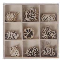 Figuras recortadas de frutas em madeira - decoração Artis - 45 unid.