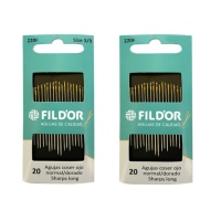 Agulhas de costura com olho normal dourado de diferentes espessuras - Fildor - 20 unid.