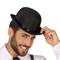 Chapéu de bowler preto com fita