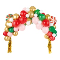 Grinalda balão vermelho, verde, dourado e rosa - PartyDeco - 82 unidades