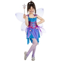 Fato de fada azul com flores para menina