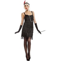 Fato elegante de Charleston preto para mulher