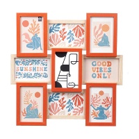 Moldura porta?retratos multicolorida com detalhe metálico para 8 fotos 10 x 15 cm