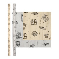 Papel de embrulho com desenho de presente 2,00 x 0,70 m - 1 unid.