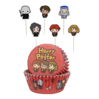 Cápsulas para cupcakes com palitos Harry Potter - 24 unid.