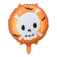 Balão redondo de 45 cm com caveira e morcegos - PartyDeco