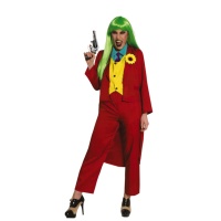 Disfarce de palhaço joker vermelho para mulher