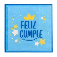 Guardanapos Happy Birthday azuis 16,5 x 16,5 cm - 12 unid.
