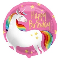 Balão de Feliz Aniversário Magic Unicorn 45 cm