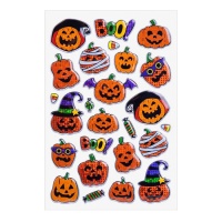 Autocolantes em relevo abóbora Halloween - 1 folha