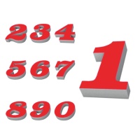 Número de esferovite vermelho de 15,5 x 4 cm