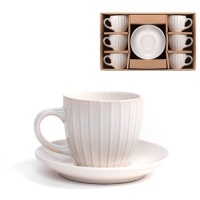 Chávena de café de 100 ml em marfim às riscas - 6 doses