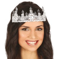 Tiara prateada com cristais