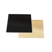 Base quadrada dourada e preta para bolos de 32 x 32 x 0,3 cm - Decora