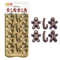 Molde de silicone de bonecos de gengibre para chocolate de 21 x 10,5 cm - Scrapcooking - 12 cavidades
