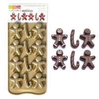 Molde de silicone para bonecos de gengibre em chocolate 21 x 10,5 cm - Scrapcooking - 12 cavidades