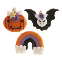 Unicórnio 2D figuras de açúcar Halloween 3,5 x 5,5 cm - Dekora - 48 unidades