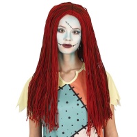 Peruca de lã ruiva com madeixas ruivas