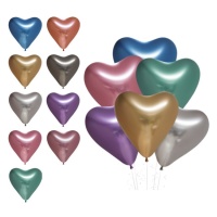 Balões de látex cromados de coração de 30 cm, biodegradáveis - Globos Nordic - 6 unidades