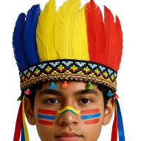 Penacho de índio com penas multicoloridas