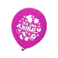 Balões de látex biodegradáveis cor-de-rosa It's A Girl 23 cm - 6 unidades