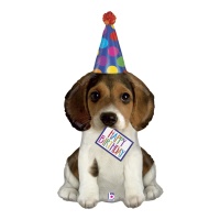 Balão de cãozinho Happy Birthday de 104 cm - Grabo
