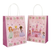 Sacos de presente de 27 x 20 cm com temas de princesas - 6 unidades
