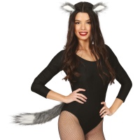 Conjunto de acessórios de lobo cinza