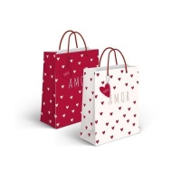 Saco de oferta Love vermelho e branco 14 x 11,5 x 6,7 cm - 1 unid.