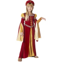 Fato medieval dourado e castanho para rapariga
