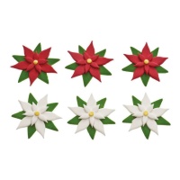 Figuras de açúcar com flores vermelhas e brancas - Decorar - 6 unidades