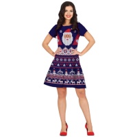 Vestido de Natal Natal azul para mulheres