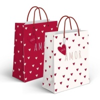 Saco de oferta Love vermelho e branco 45 x 33 x 10 cm - 1 unid.