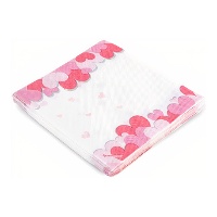 Guardanapos com estampa de corações e fundo branco - 16,5 x 16,5 cm - 12 unidades