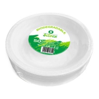 Pratos redondos biodegradáveis de cana de açúcar de 16 cm - Silvex - 50 unidades