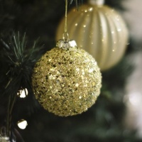 Adorno bola de Gold Christmas de 8 cm - 12 unidades