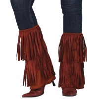 Aquecedores de pernas de hippie com franjas castanhas