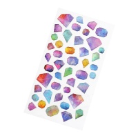 Autocolantes 3D com formas de diamantes em tons pastel - 1 folha