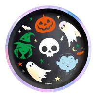 Pratos de personagens de Halloween 23 cm - 6 unid.